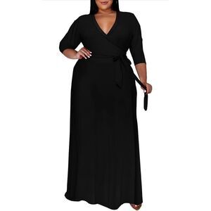 NEW Plus Size Dress Maxi Dress Flowy 3/4 Sleeve NO Belt XL